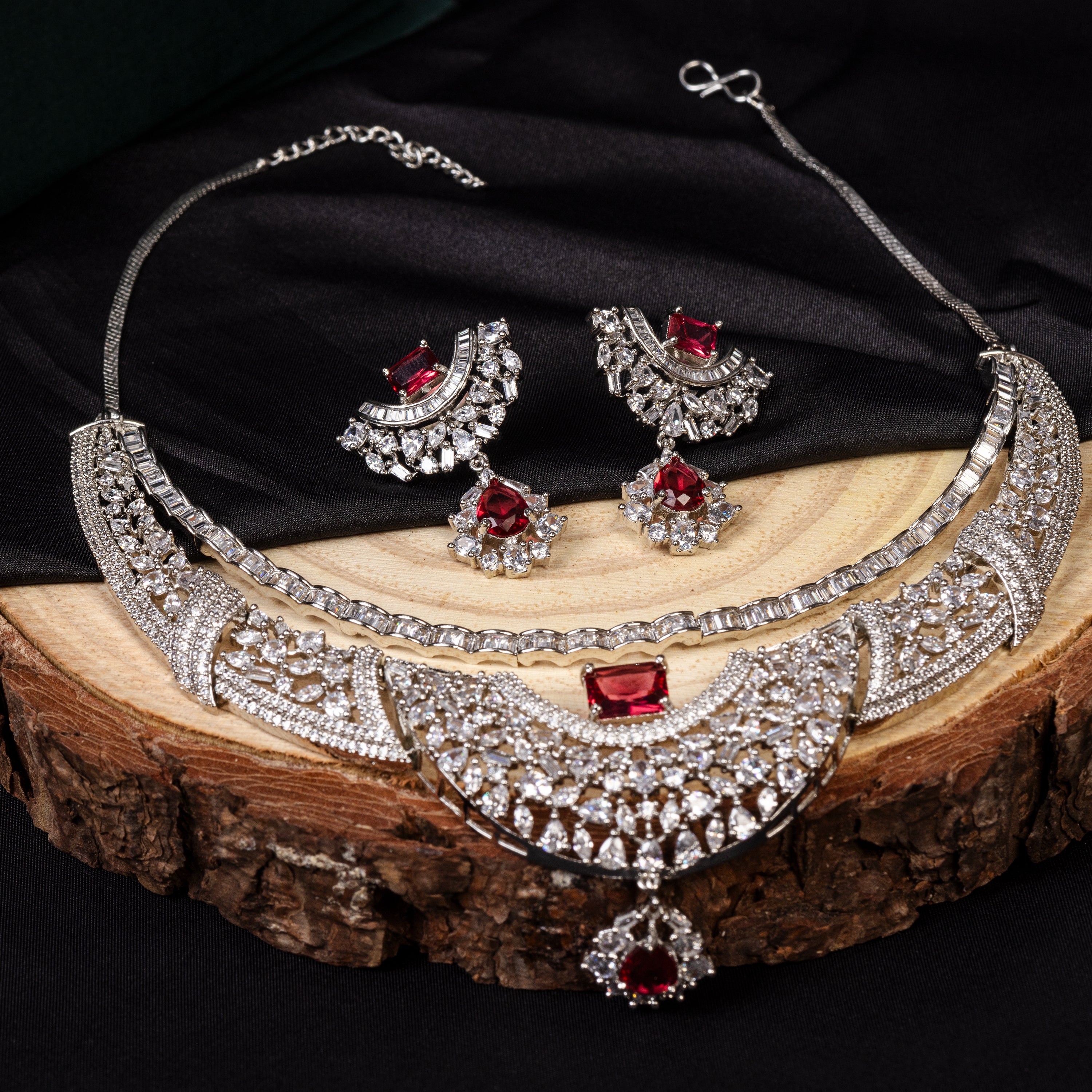 Crimson Glow – CZ Ruby Radiance-Mivanaa